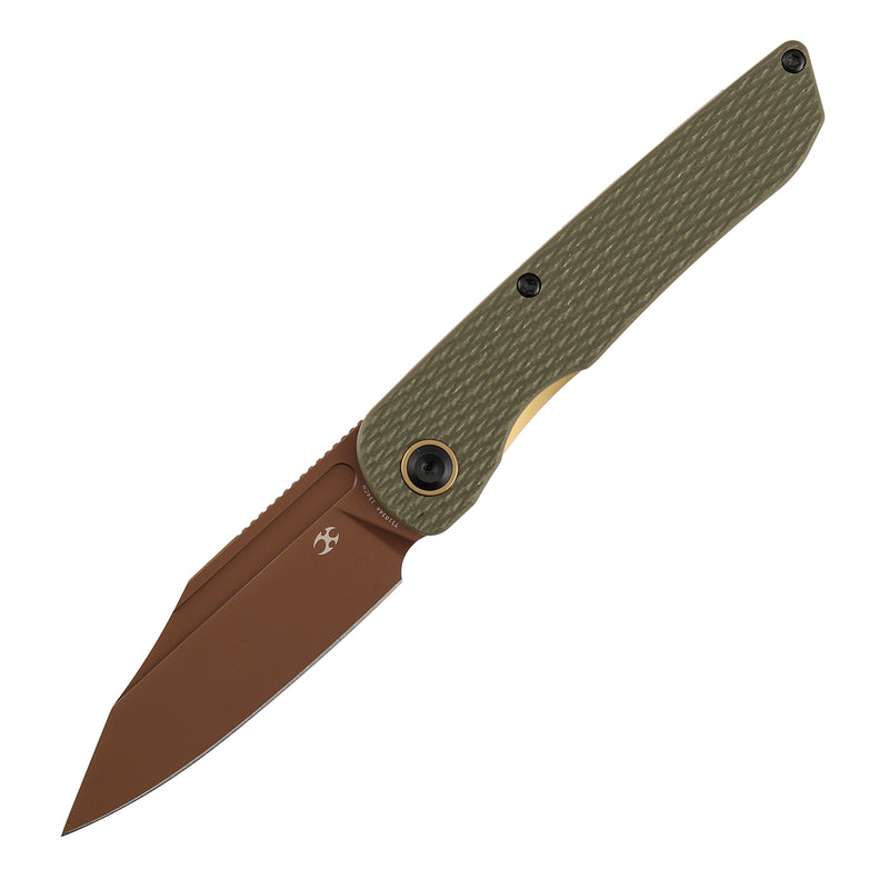 Kansept Nettle T1103A4 154CM Blade Olive Green G10 with Diamond Pattern Handle Liner Lock Folding Knife