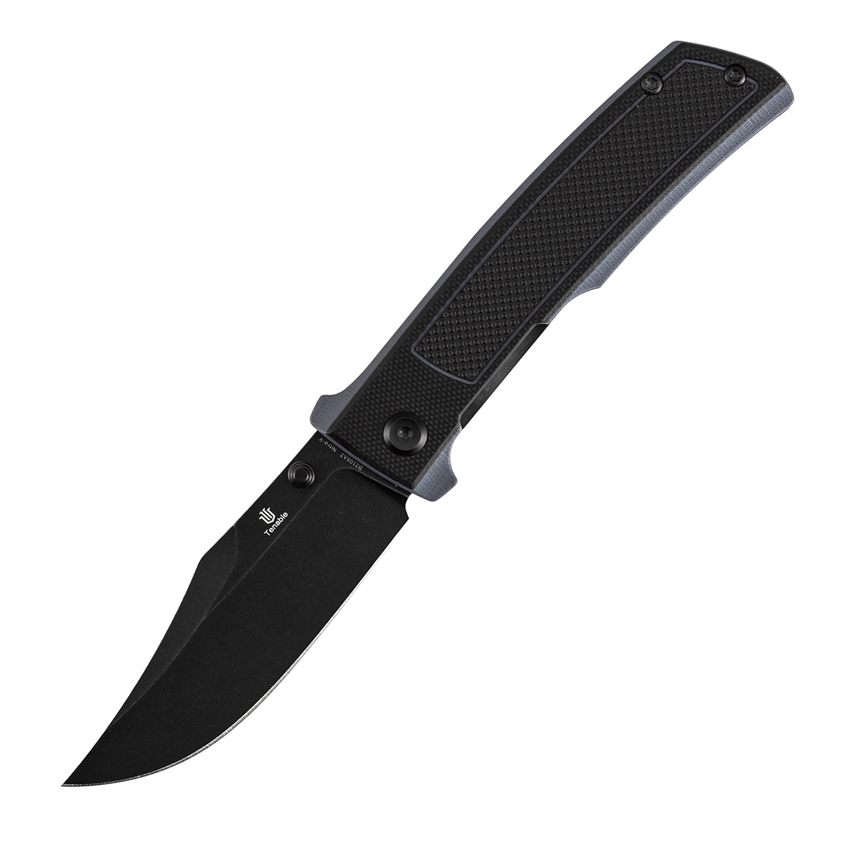 Tenable Bison B2108A2 Blackwash Nitro-V Blade Black and Gray G10 Handle Liner Lock Folding Knife