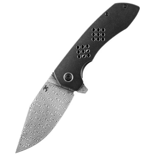 KANSEPT Entity K1036B3 Damascus Blade Titanium Handle Frame Lock