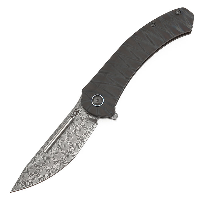 KANSEPT Knives Hira K1090A5 Damascus Blade Titanium Handle Frame Lock