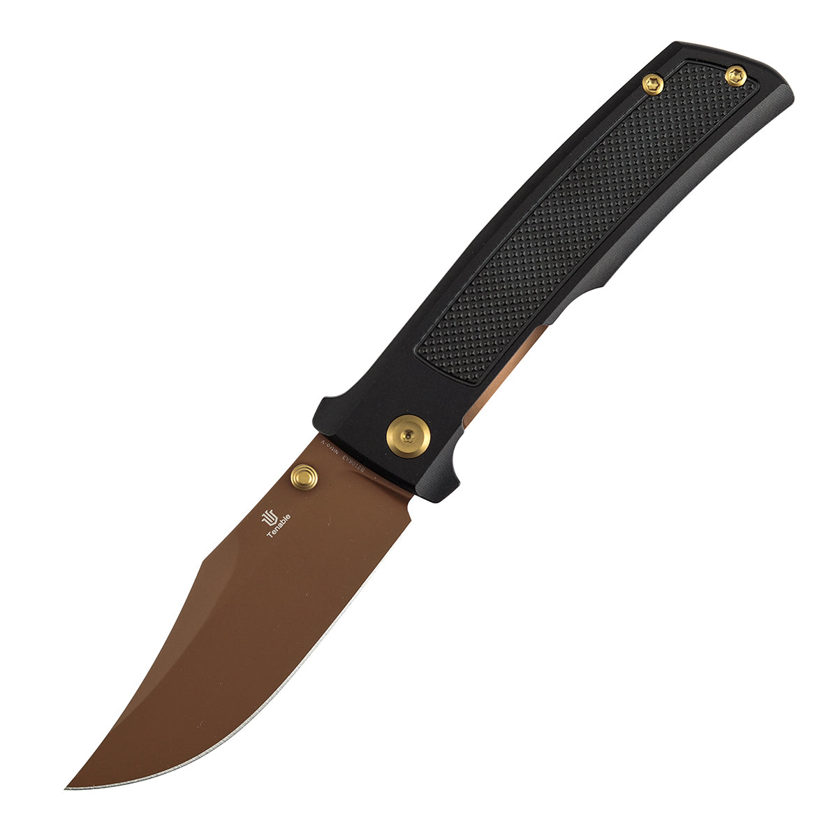 Tenable Bison B2108A3 Rose Gold Nitro-V Blade Black Aluminum Handle Liner Lock Folding Knife