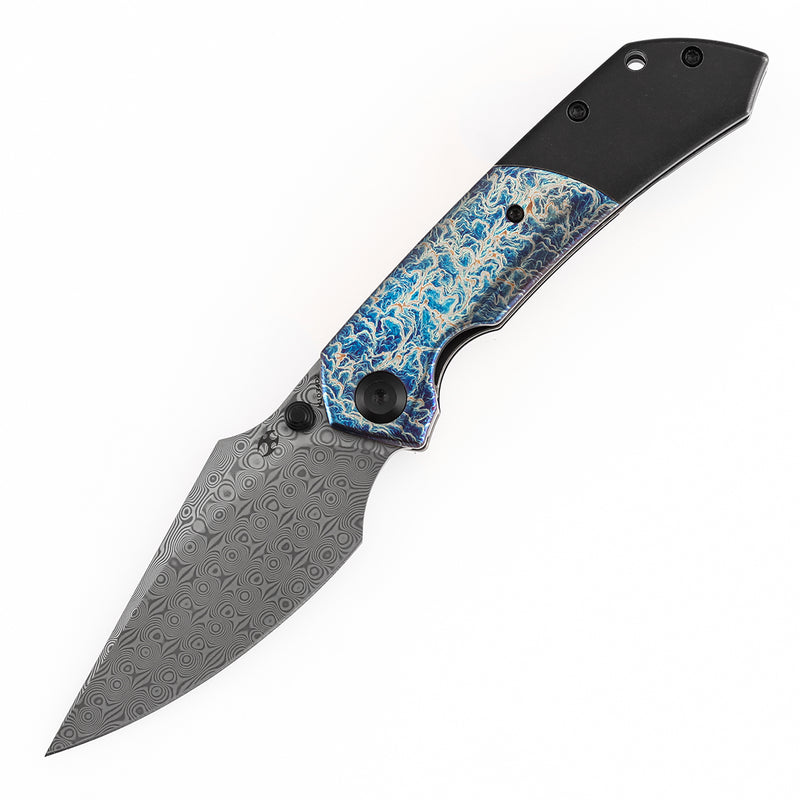 Kansept Fenrir K1034D2 Damascus Blade Titanium Handle Liner Lock Folding Knife