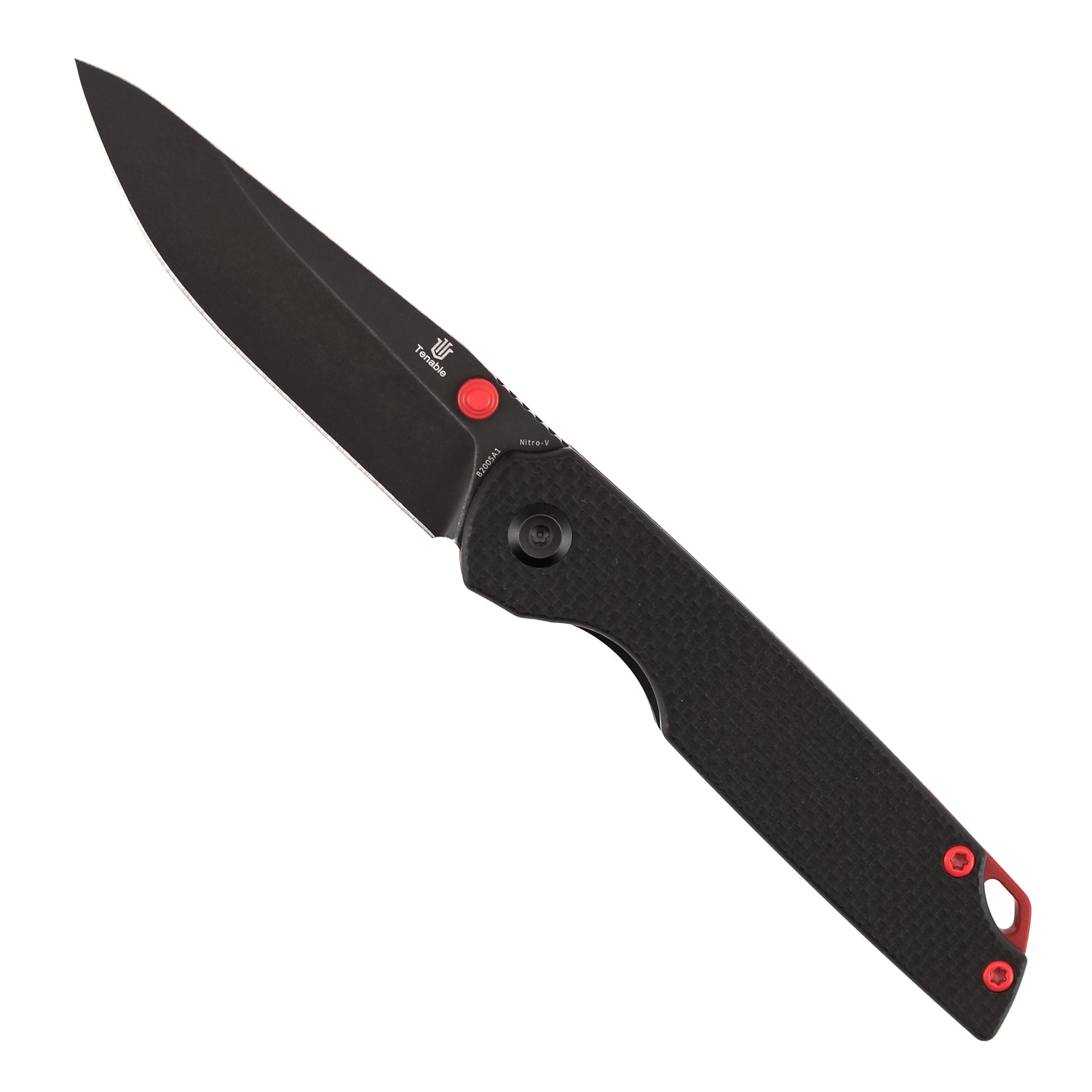 Tenable Mini Warrior B2005A1 Blackwash Nitro-V Blade Black G10 Handle Liner Lock Folding Knife