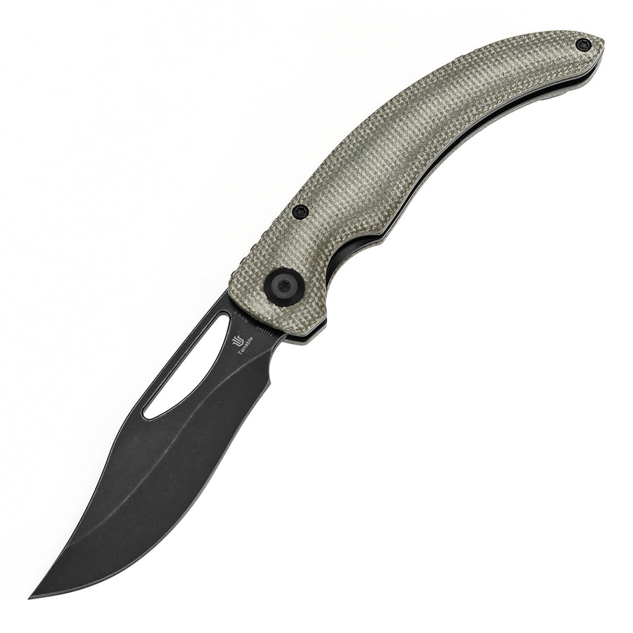 Tenable Gideon T1119A6 Blackwash Nitro V Blade Green Micarta Handle Folding Knife Liner Lock