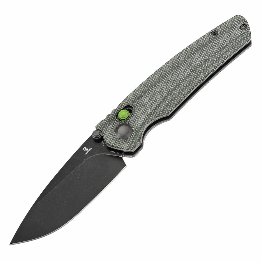 Tenable Raven T2109V5 14C28N Blade Green Micarta Handle Cross Bar Lock Folding Knife