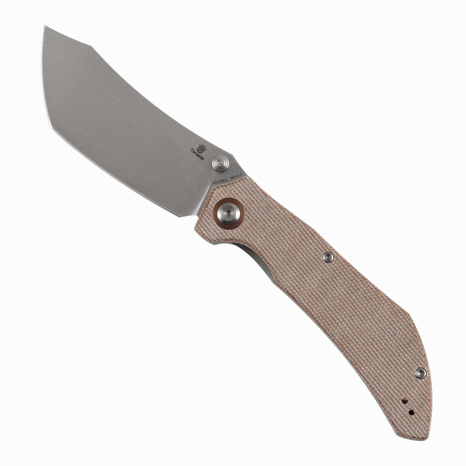 Tenable Tipper B1079A3 Stonewashed Nitro-V Blade Brown Micarta Handle Liner Lock Folding Knife