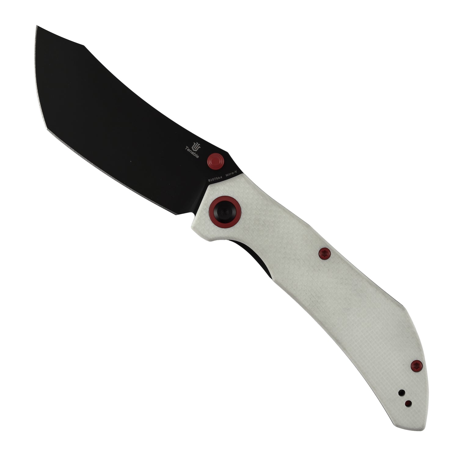 Tenable Tipper B1079A4 Blackwash Nitro-V Blade White G10 Handle Liner Lock Folding Knife