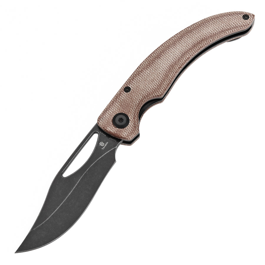 Tenable Gideon T1119A2 Blackwash Nitro-V Point Blade Brown Micarta Handle Liner Lock