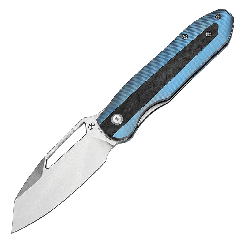 Kansept Thunderhead K1106A3 CPM-S35VN Blade Blue Titanium with Shred Carbon Fiber Inlay Handle Frame Lock Folding Knife