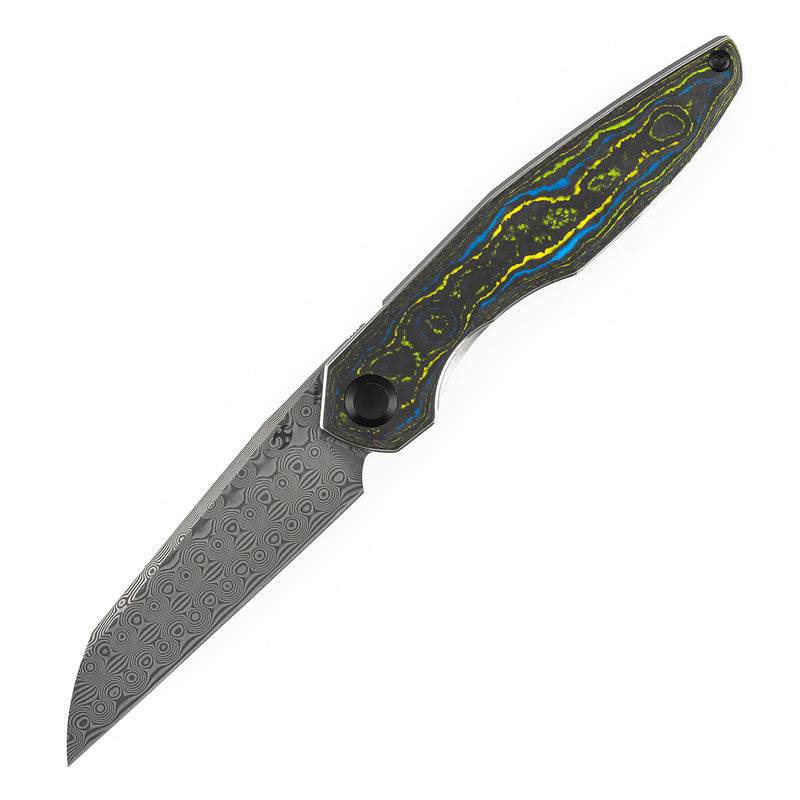 Kansept Halide K1136A2 Damascus Blade Gecko Camo Carbon Handle Liner Lock Folding Knife