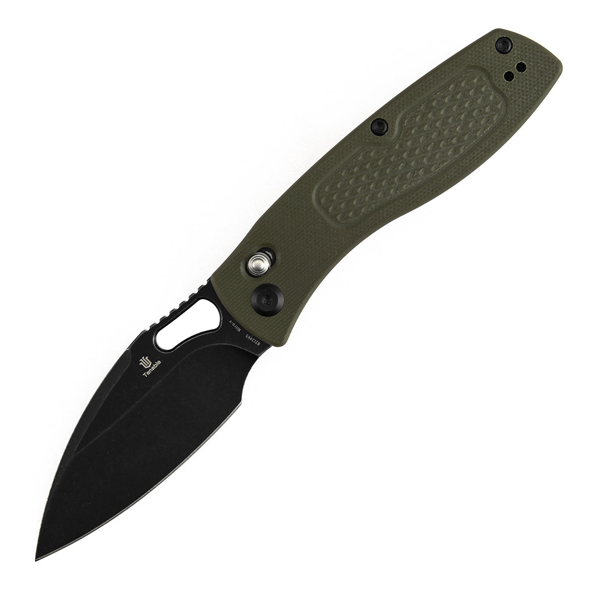 Tenable Heron B2124V5 Nitro V Blade Olive Green G10 Handle Crossbar Lock Folding Knife