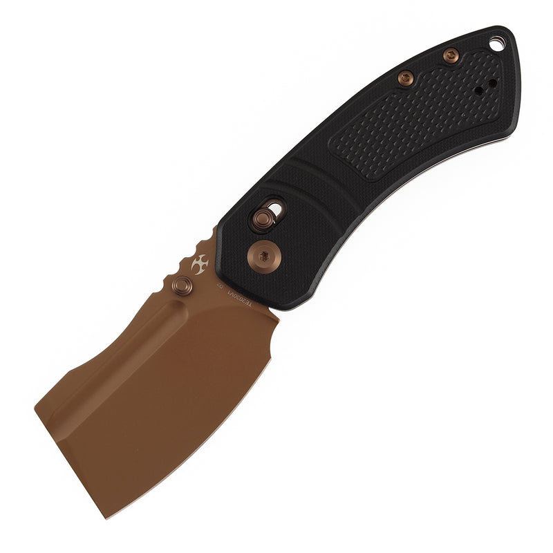 Kansept Korvid V TE2030V1 Rose Gold Coated D2 Blade Black G10 Handle Crossbar Lock Folding Knife