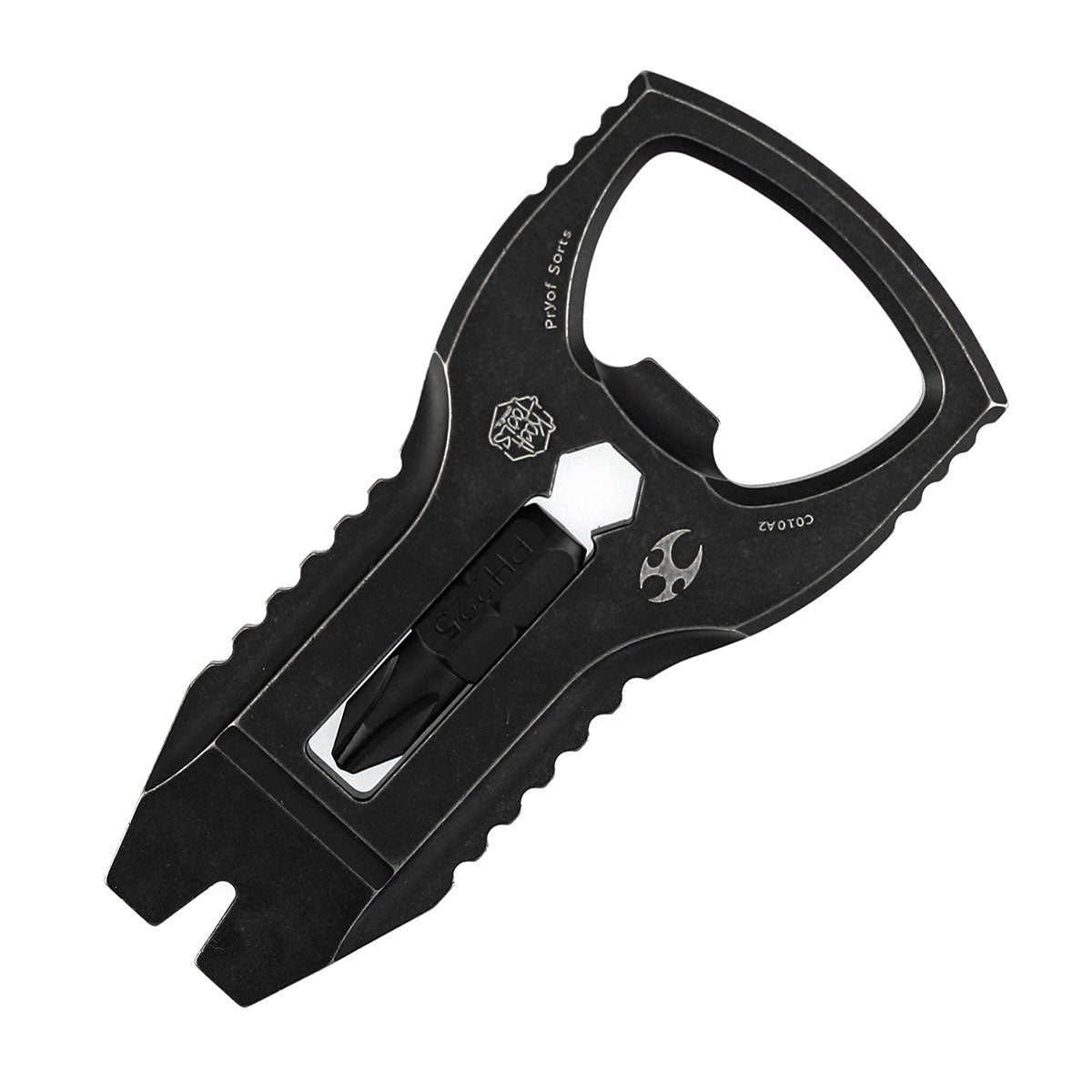 Kansept EDC PryofSorts C010A2 EDC Multi-Tool Blackwash Titanium Bottle Opener, Pry Bar & Screwdriver