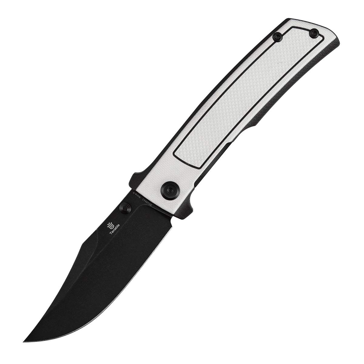 Tenable Bison B2108A1 Blackwash Nitro-V Blade Black & White G10 Handle Liner Lock Folding Knife