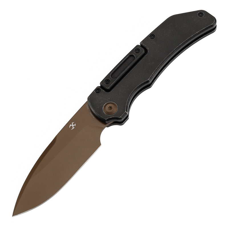 Kansept Hazard K1104H2P CPM-S35VN Blade Stonewashed Titanium Handle with training unsharpened blade Bali Lock Folding Knife