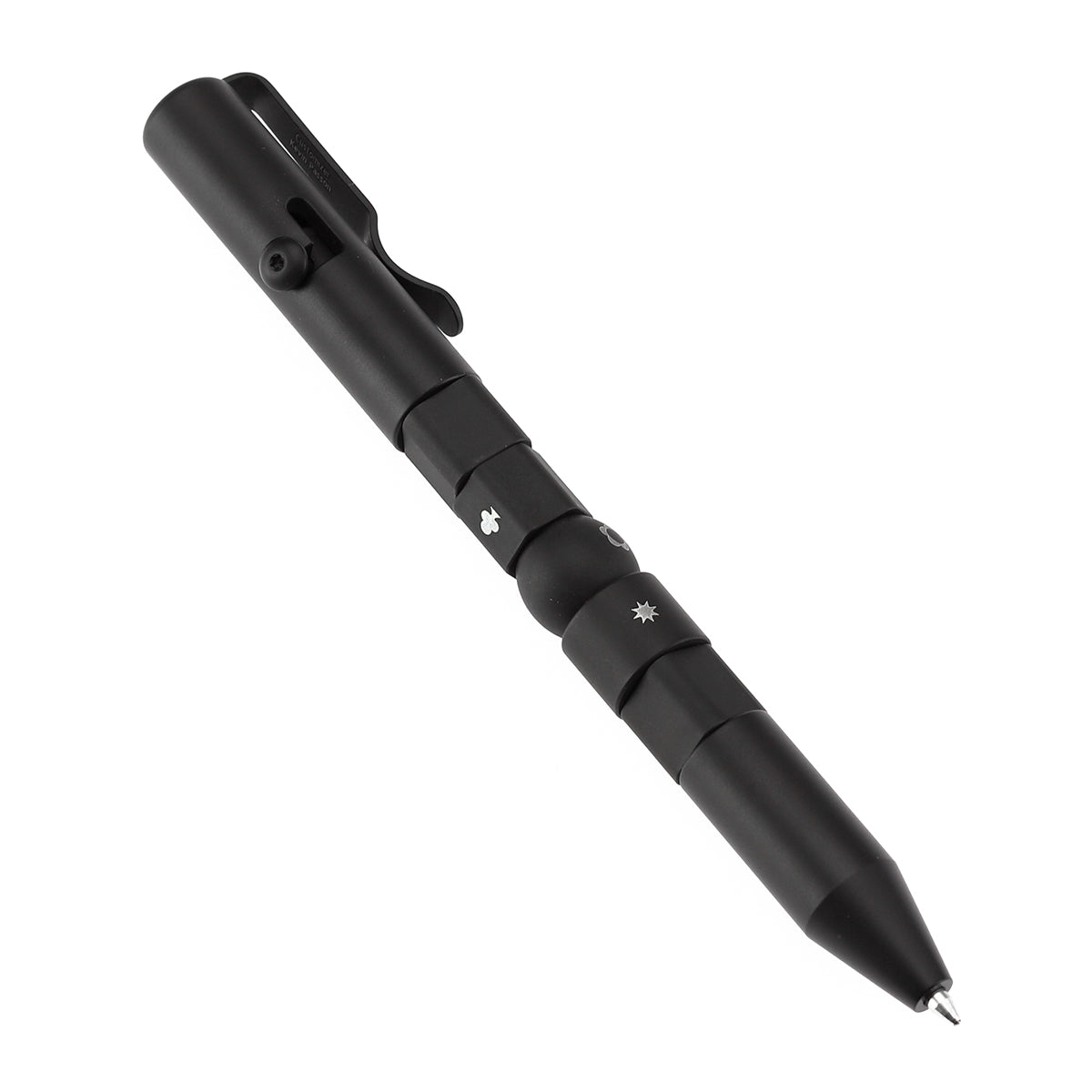Kansept Titanium EDC Bolt-Action Pen G013P2– Rotable SHAPES with Black Anodized Titanium with Viking Pattern