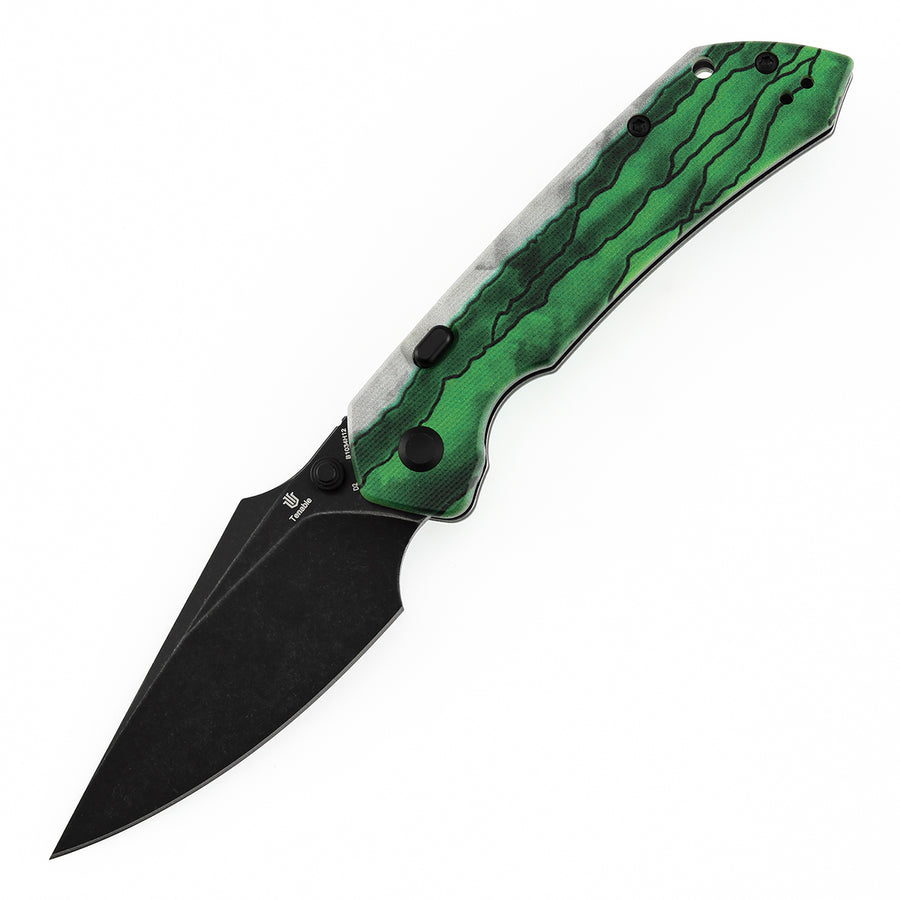 Tenable Fenrir B1034H12 D2 Blade Jade G10 with Green Misty Mountain Inspired Pattern Handle Top Liner Lock Folding Knife