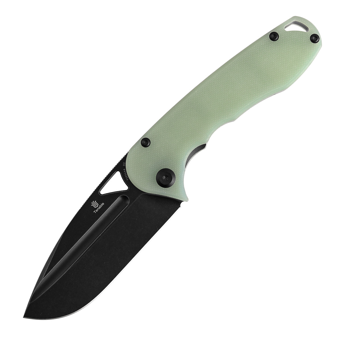 Tenable Bömbur T1054A8 Blackwashed D2 Blade Jade G10 Handle Liner Lock Folding Knife
