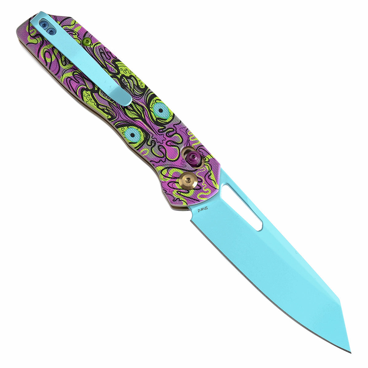 Tenable Shard T1006V9 14C28N Blade G10 with Purple Undead Print Handle Cross Bar Lock