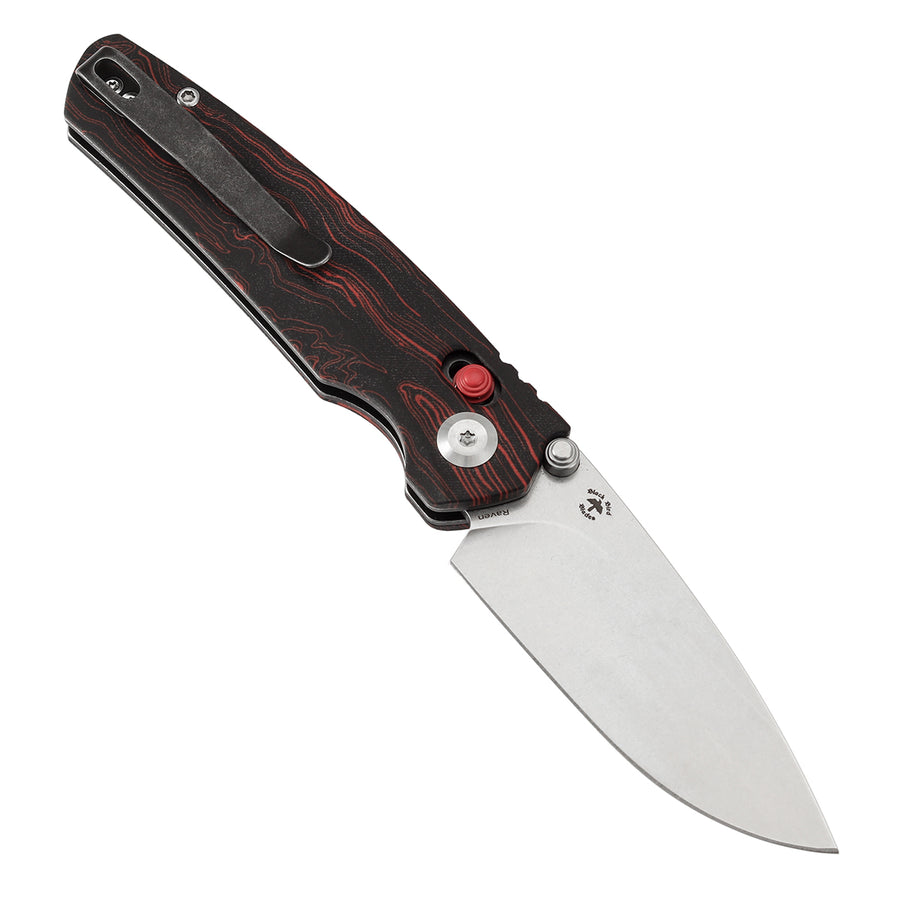 Tenable Raven T2109V3 14C28N Blade Red and Black G-mascus Handle Cross Bar Lock Folding Knife