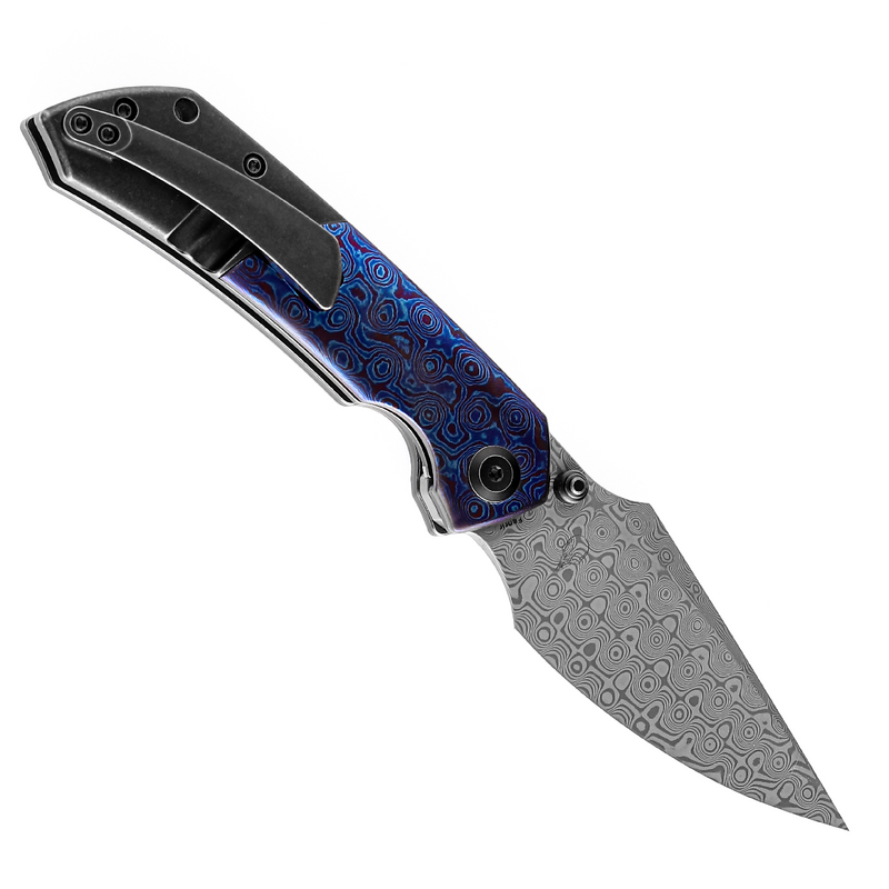 Kansept Knives Fenrir K1034A8 Damascus Blade Titanium + Timascus Handle Liner Lock Folding Knives