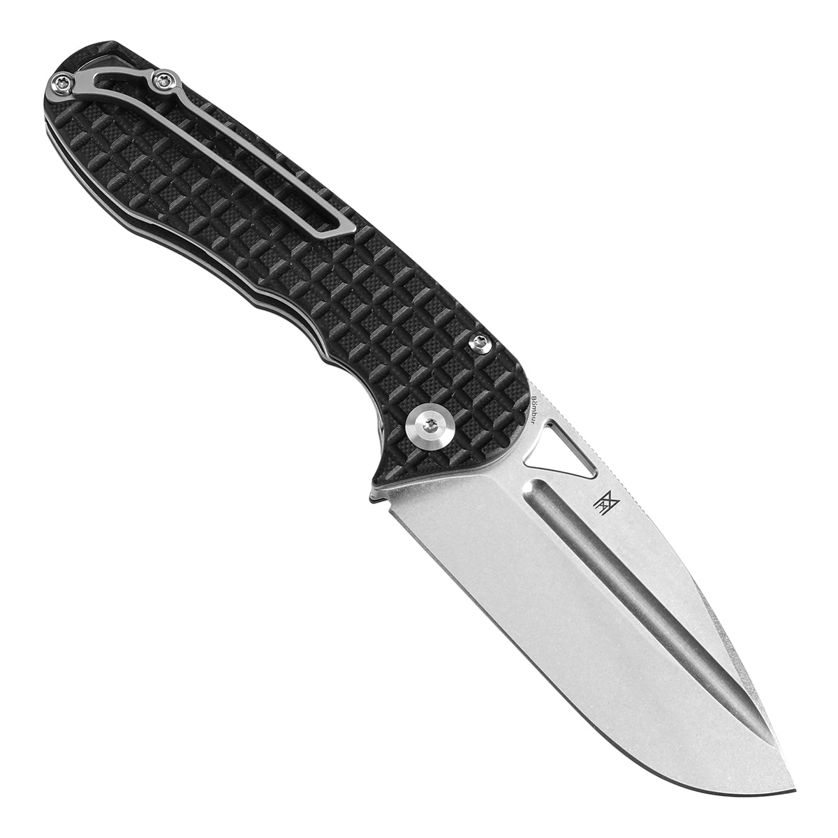 Tenable Bömbur T1054A1 Stonewashed D2 Blade Black G10 Handle Liner Lock Folding Knife