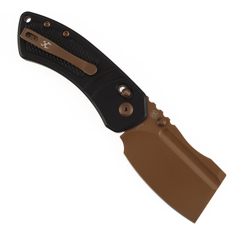 Kansept Korvid V TE2030V1 Rose Gold Coated D2 Blade Black G10 Handle Crossbar Lock Folding Knife