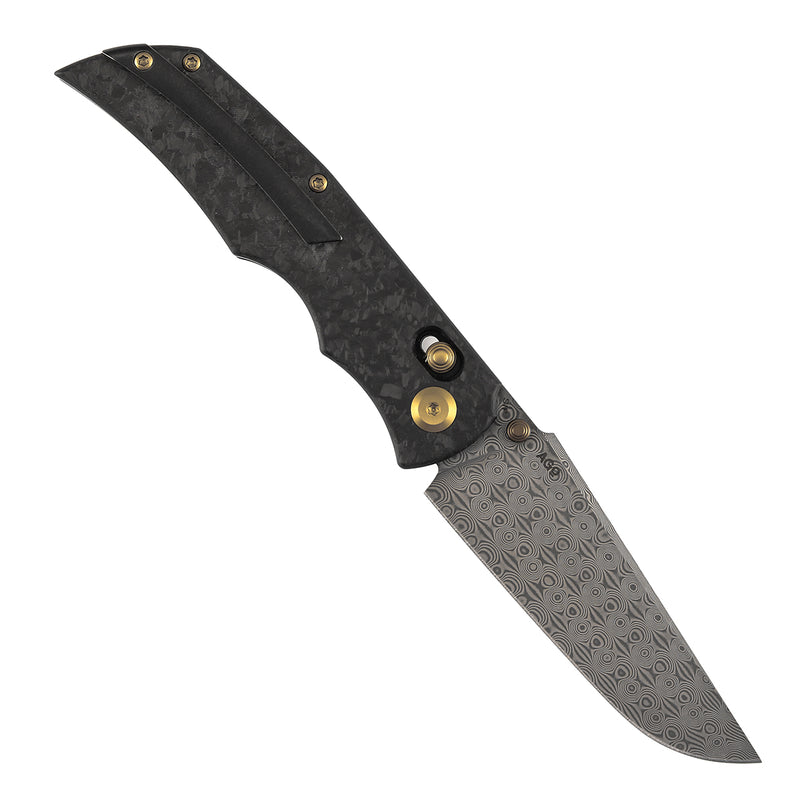 Kansept SIF K1100V4 Damascus Blade Carbon Fiber Handle Crossbar Lock Folding Knife