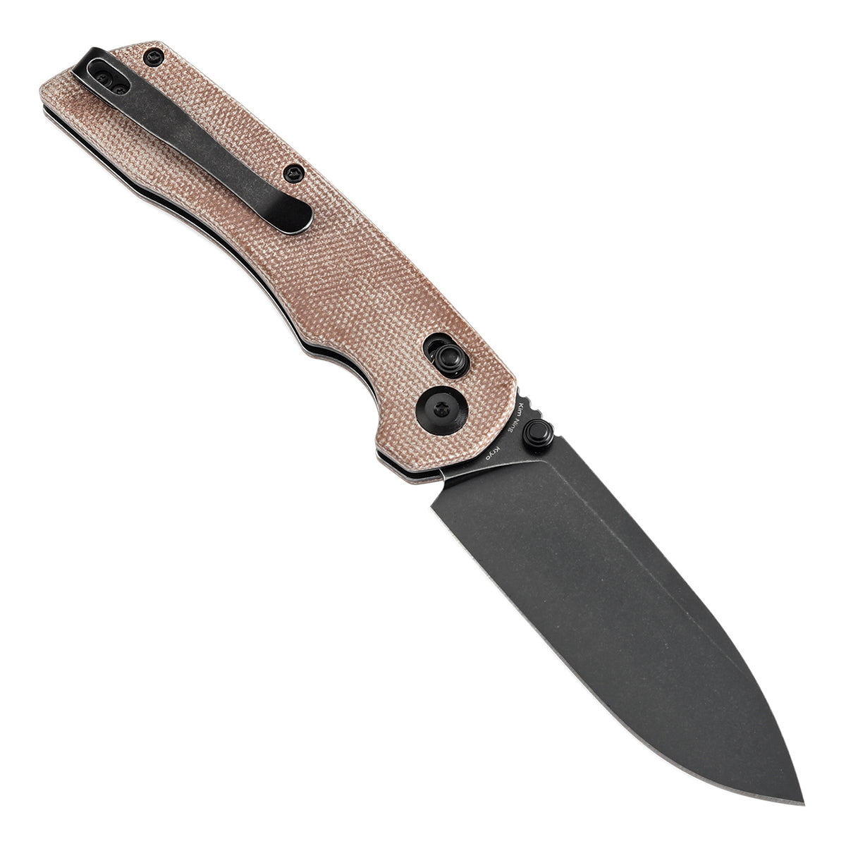 Tenable Kryo T1001V5 Blackwash 14C28N Blade Brown Micarta Handle Crossbar Lock Folding Knife