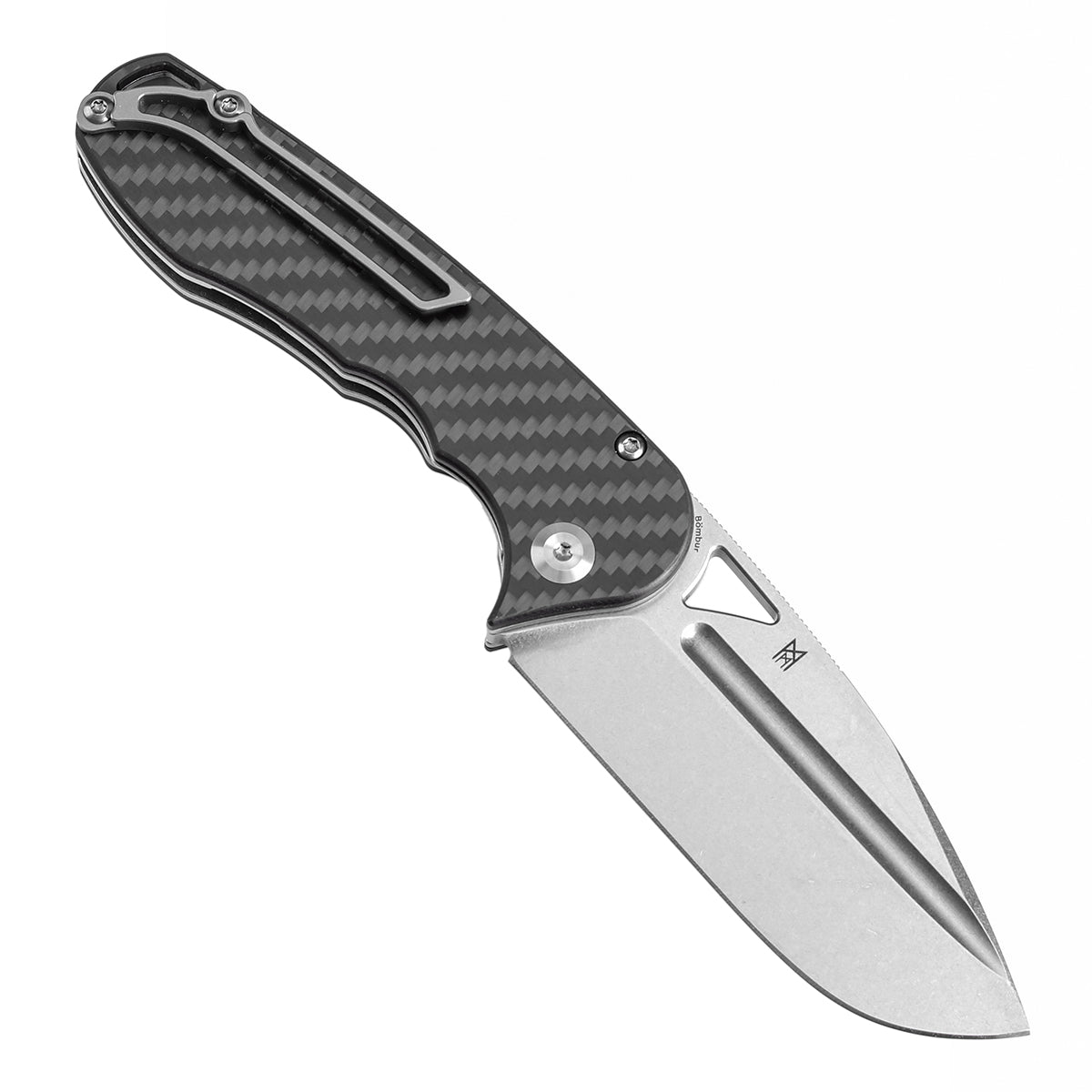 Tenable Bömbur T1054A3 Stonewashed D2 Blade Twill Carbon Fiber Handle Liner Lock Folding Knife