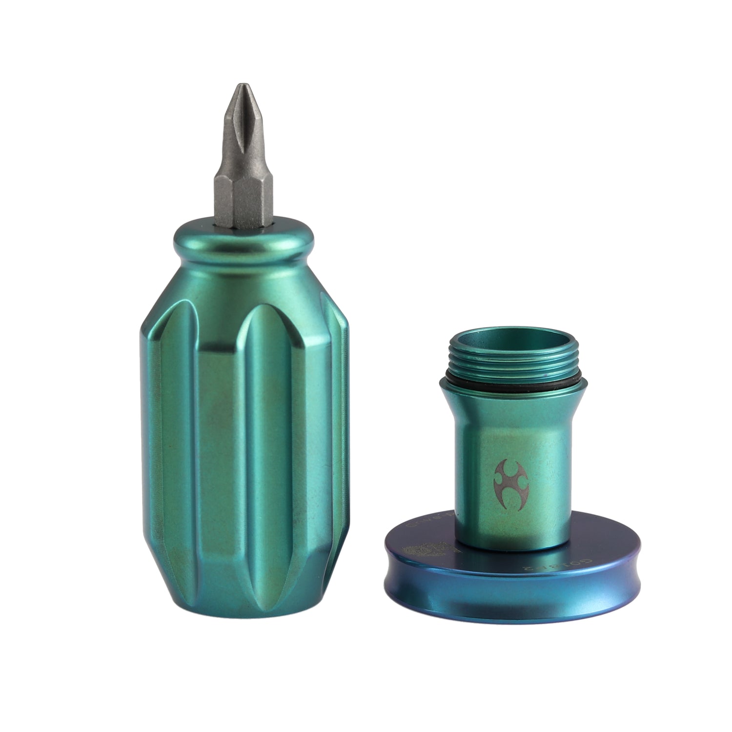 Kansept EDC Bit Driver G018P2–Beadblasted Titanium Palm Multitool with Spinner Top