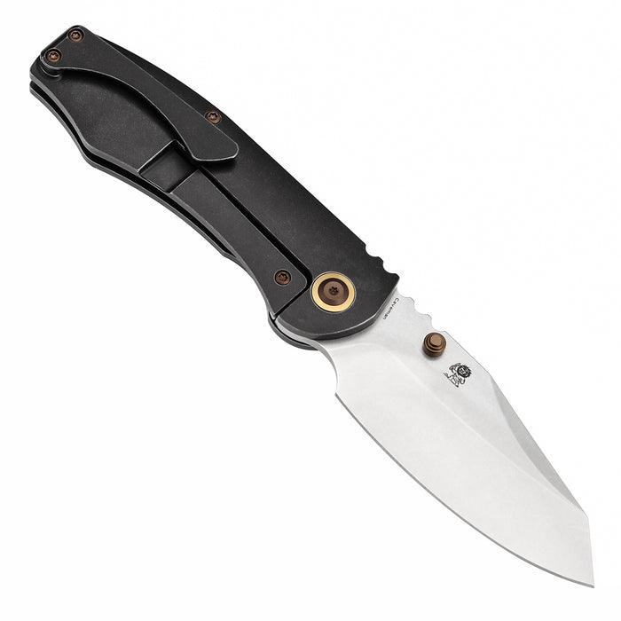 KANSEPT Caveman K1110B1 CPM 20CV Blade Titanium with Gecko CamoCarbon Handle Frame Lock