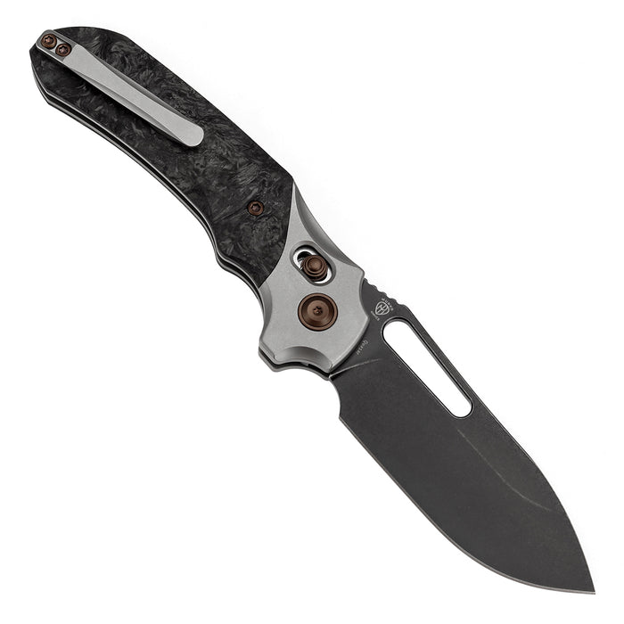 KANSEPT Quasar K1099V1 CPM 20CV Blade Titanium with Dark Matter Glow FatCarbon Handle Cross Bar Lock