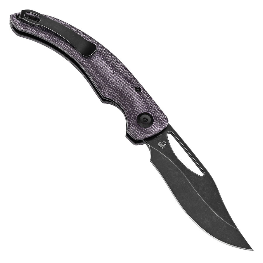 Tenable Gideon T1119A4 Blackwash Nitro V Blade Purple Micarta Handle Liner Lock