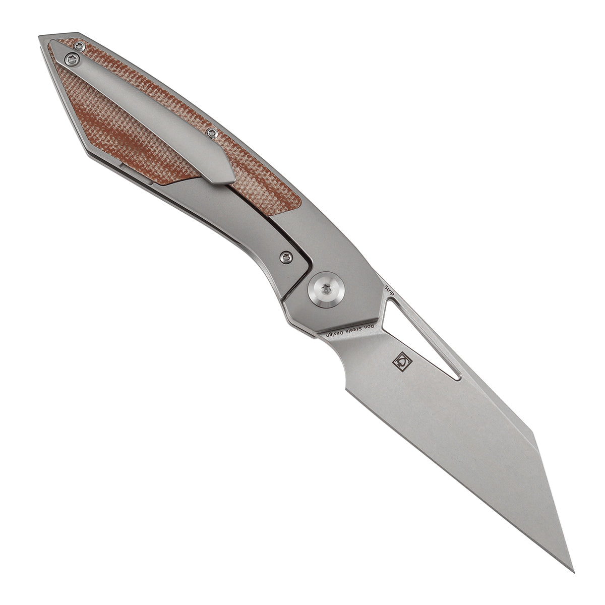 Kansept Strip K1113A3 Magnacut Blade Brown Micarta+Stonewash Titanium Hnadle Frame Lock Folding Knife