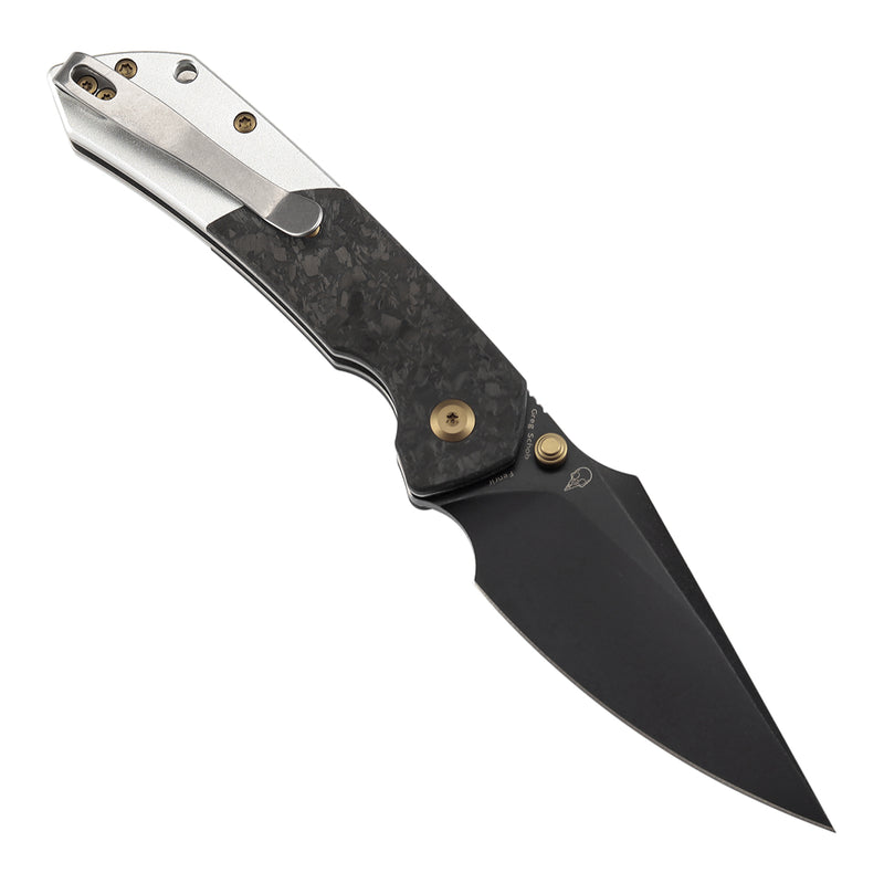 Kansept Fenrir T1034B1 Blackwash 154CM Blade Carbon Fiber with Aluminum Handle Button Lock Folding Knife