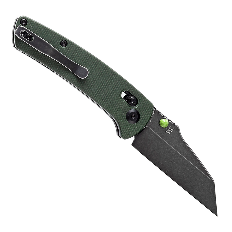 Kansept Main Street T1015V6 154CM Blade Green Micarta Handle Crossbar Lock Folding Knife