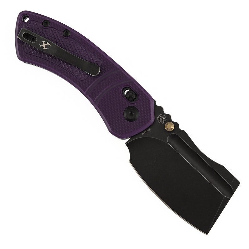 Kansept Korvid V TE2030V3 Blackwash D2 Blade Purple G10 Handle Crossbar Lock Folding Knife