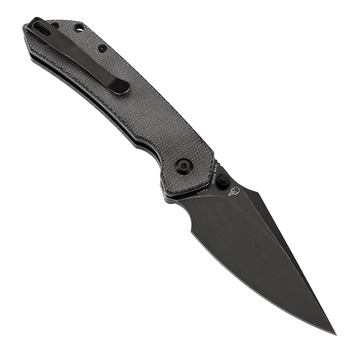 Tenable Fenrir T1034F6 Blackwashed 14C28N Black Micarta Handle Button Lock Folding Knife