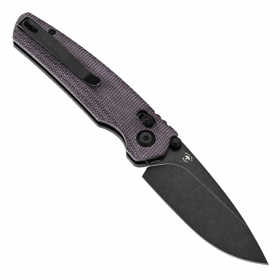 Tenable Raven T2109V7 14C28N Blade Purple Micarta Handle Cross Bar Lock Folding Knife
