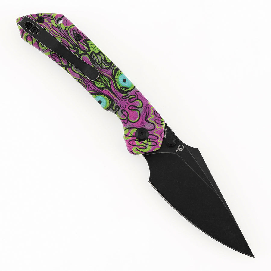 Tenable Fenrir B1034H17 Blackwash D2 Blade Jade G10 with Purple Undead Print Handle Top Liner Lock Folding Knife