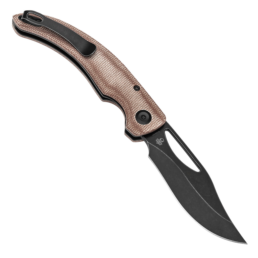 Tenable Gideon T1119A2 Blackwash Nitro-V Point Blade Brown Micarta Handle Liner Lock