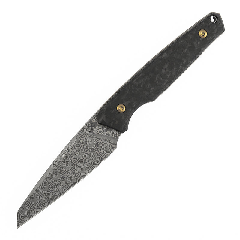 Kansept Parr G011A4 Damascus Blade Shred Carbon Fiber Handle Fixed Blade Knife