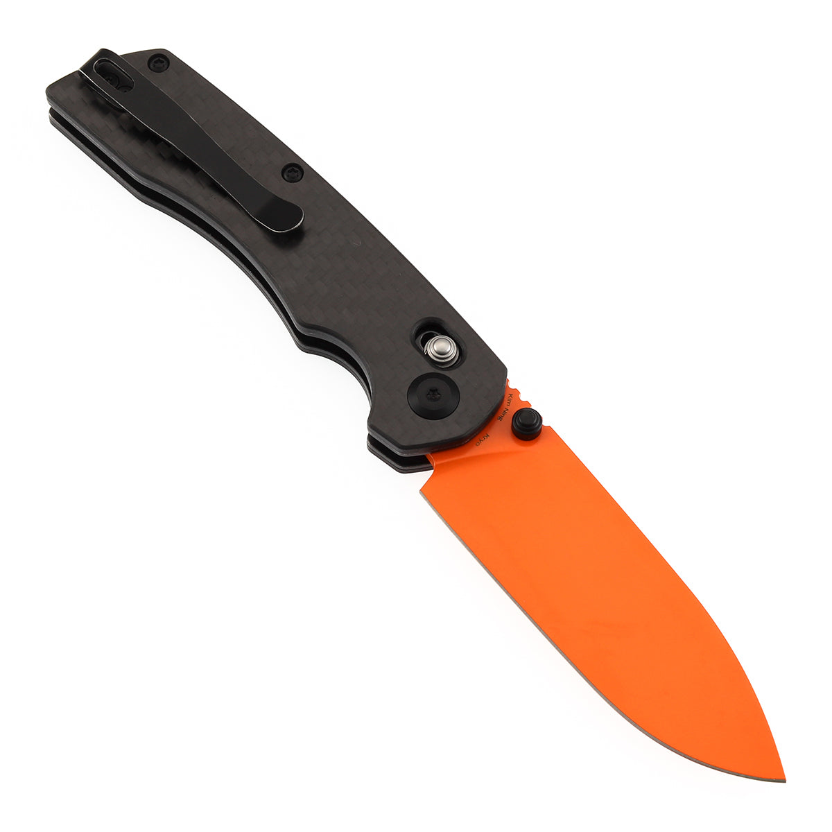 Tenable Kryo T1001V12 Orange Coated 14C28N Blade Twill Carbon Fiber+G10 Handle Crossbar Lock Folding Knife