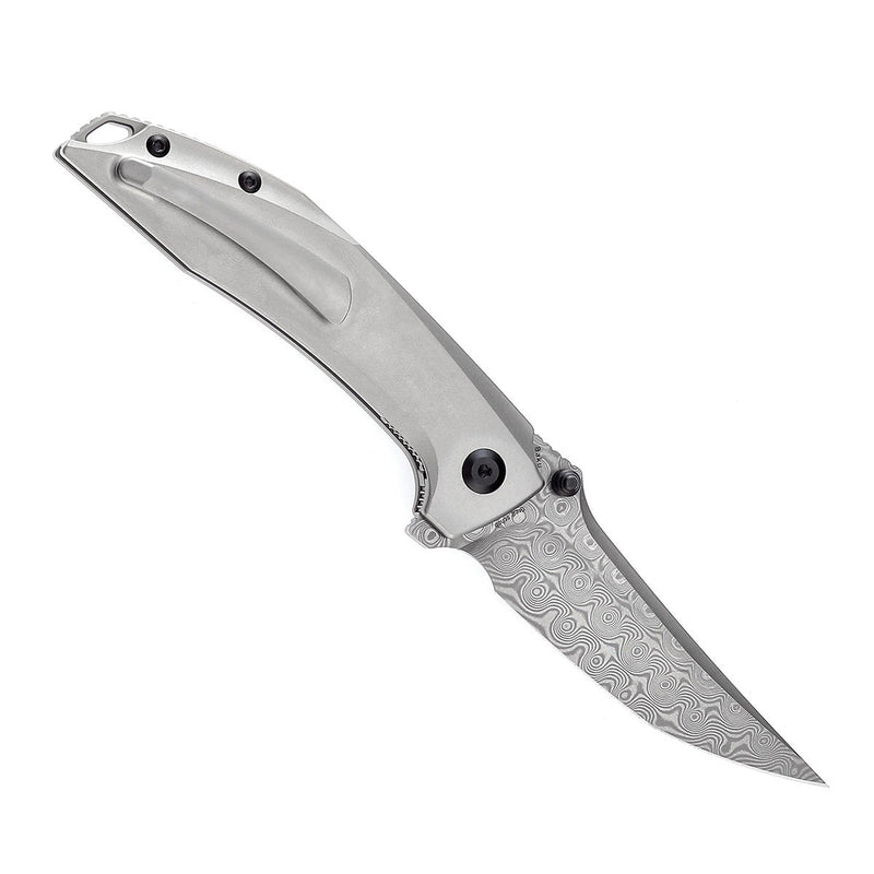 Kansept Baku K1056A4 Damascus Blade Titanium + G10 Handle Liner Lock Folding Knife