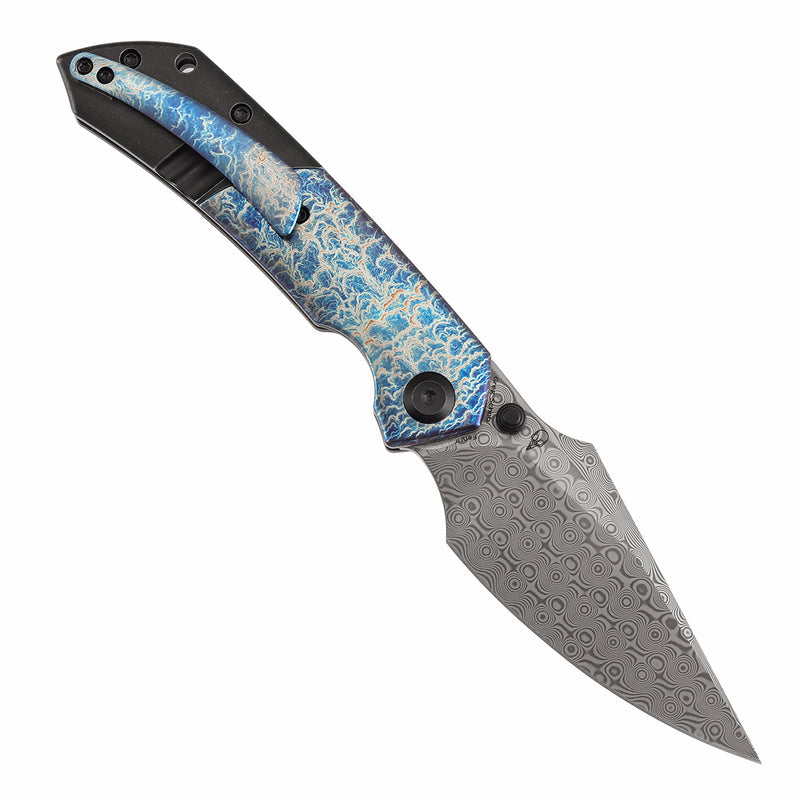 Kansept Fenrir K1034D2 Damascus Blade Titanium Handle Liner Lock Folding Knife
