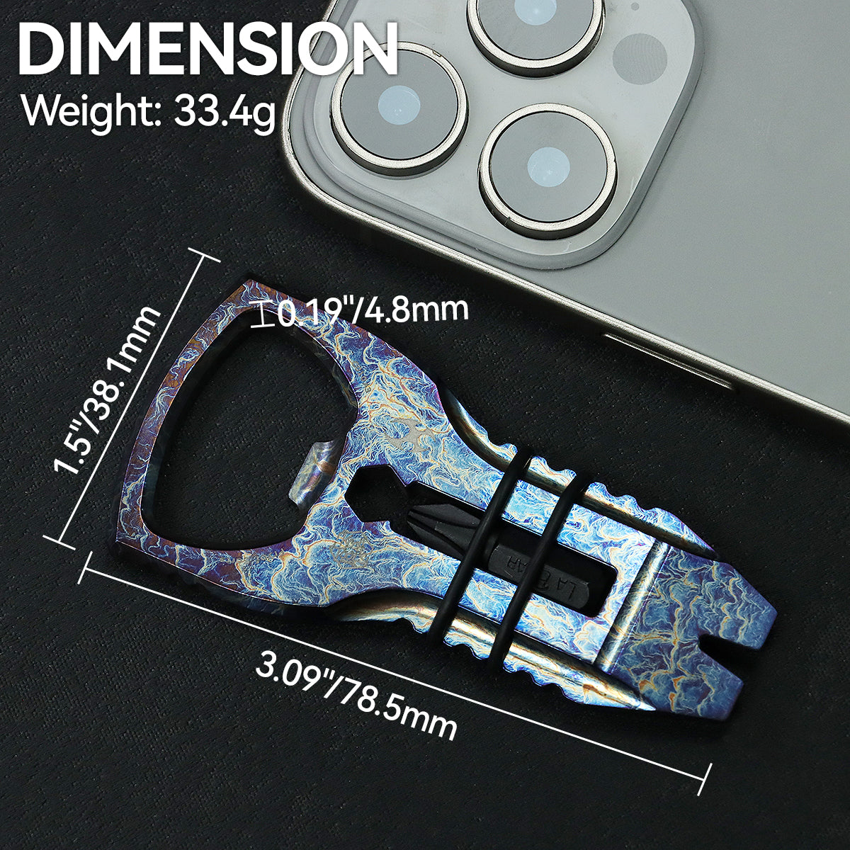 Kansept EDC PryOfSorts C010A3 EDC Multi-Tool Titanium with Lightning Strike Finish Bottle Opener, Pry Bar & Screwdriver