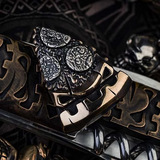 Apeshkov Pizza brass Silver Custom Knife lanyard bead