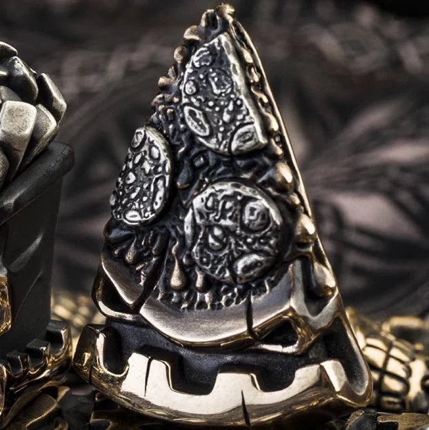 Apeshkov Pizza brass Silver Custom Knife lanyard bead