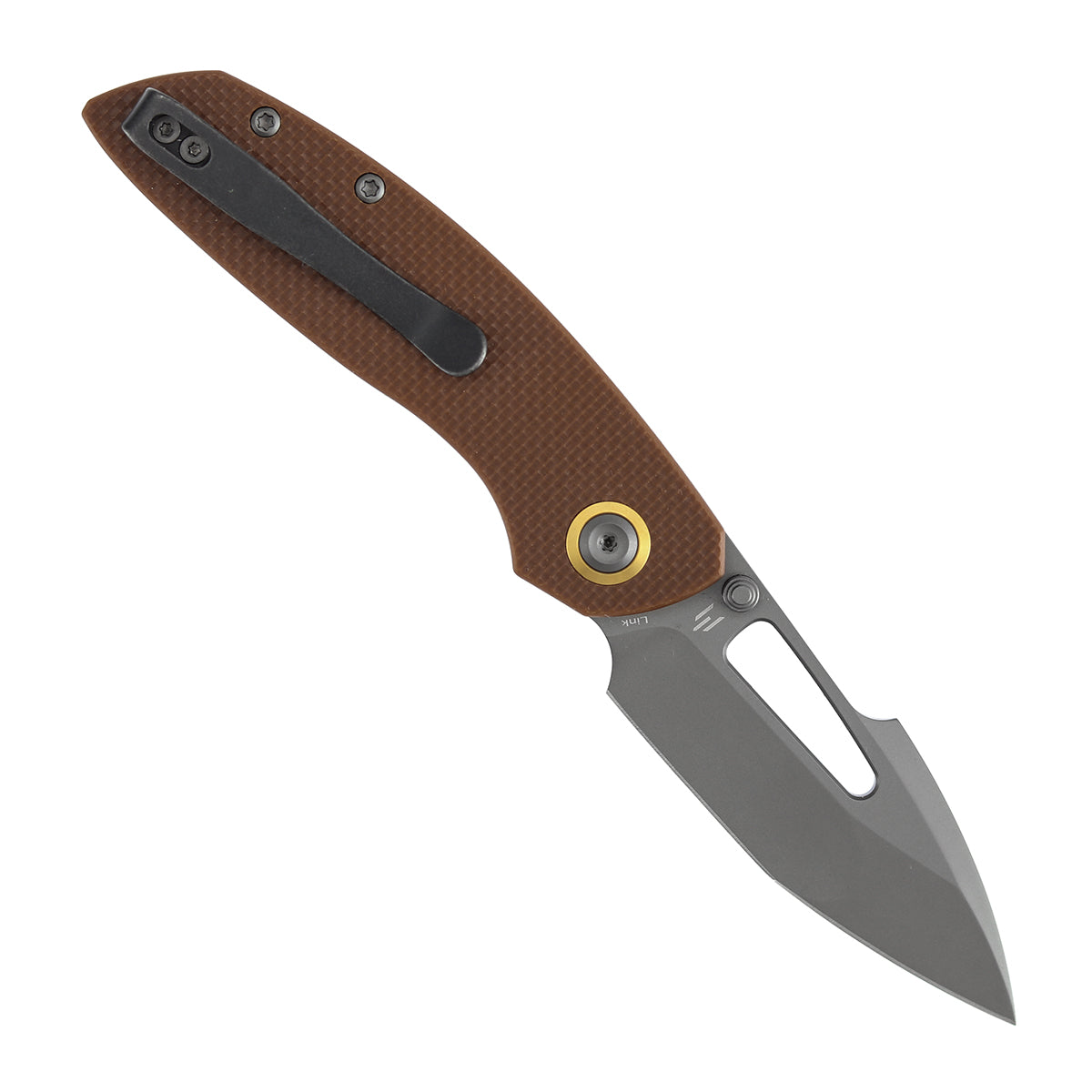 Tenable Link B1068A2 Gray TiCn Coated 14C28N Blade Brown G10 Handle Liner Lock Folding Knife